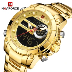 NAVIFORCE Top Original Sports Wrist Watch For Men Quartz Steel Waterproof Dual Display Military Watches Relogio Masculino