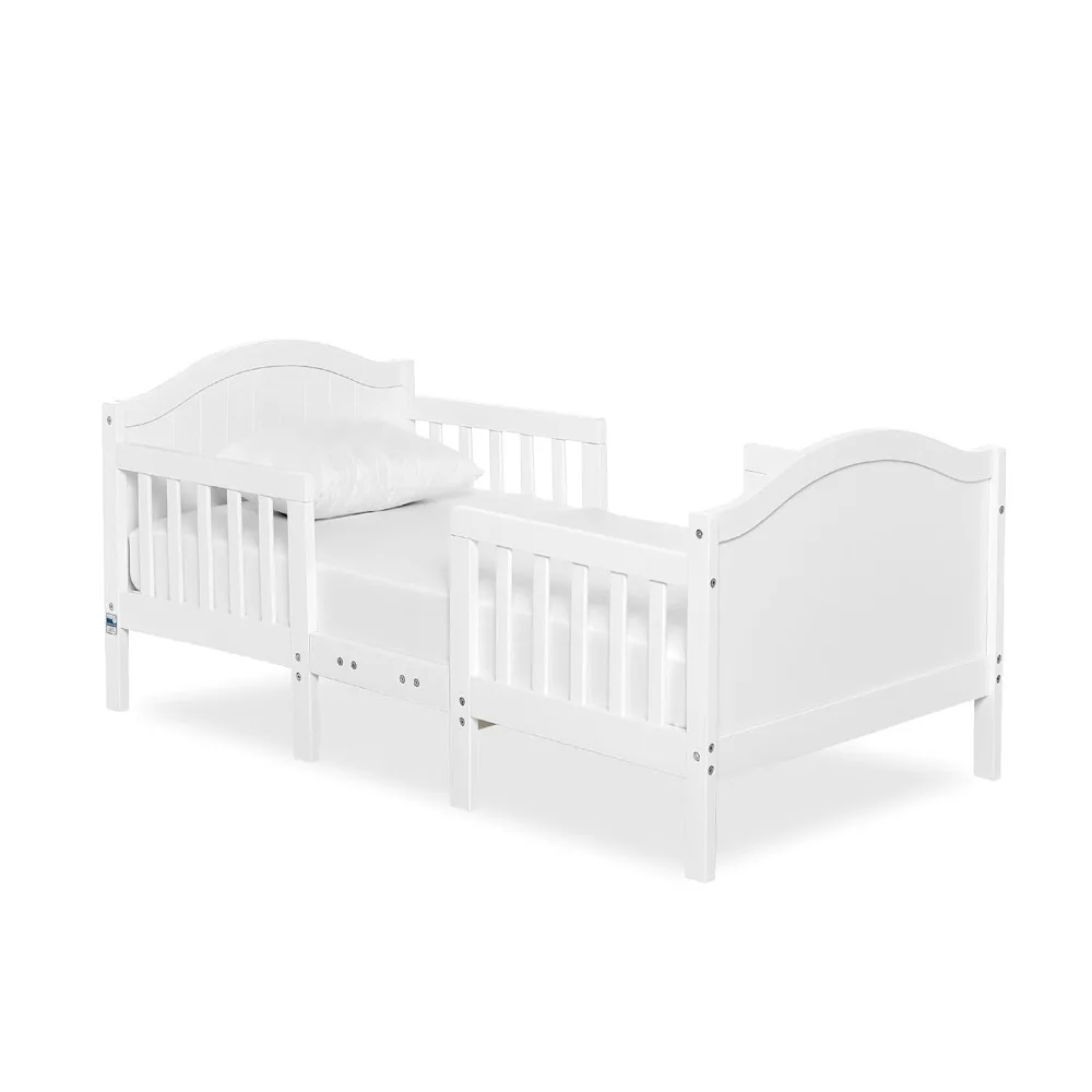 Dream On Me Portland 3 In 1 Convertible Toddler Bed in White, Greenguard Gold Certified, JPMA Certified, Low To Floor Design, No