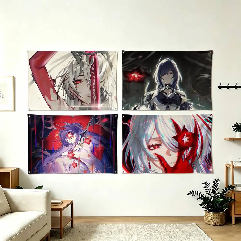 A-Acheron Honkai Star Rail Flags Wall Hanging Tapestry Outdoor Garage Room Decorative flag Background Blanket