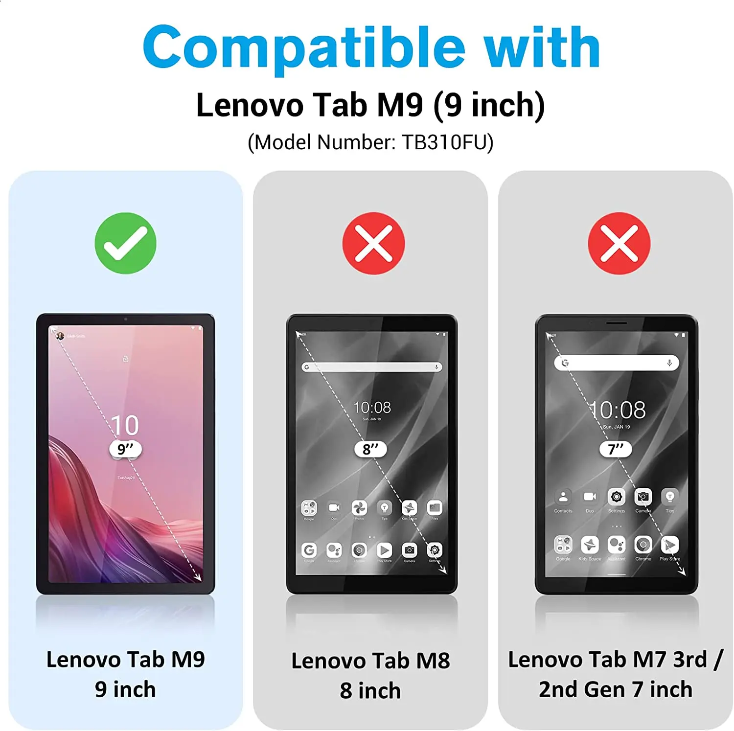 2pcs Screen Protector Tempered Glass For Lenovo Tab M9 9.0'' 2023 TB-310 TB-310FU TB-310XU HD Clear Anti Scratch Tablet Film