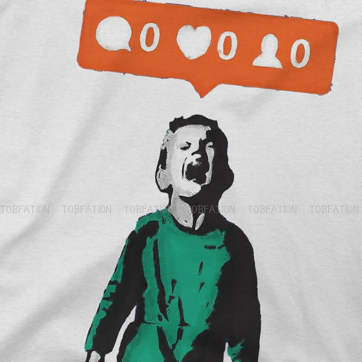 Banksy Graffiti Street Artist 100% Cotton TShirts NO LIKES Kid Crying and Social Media Parody  Print Homme T Shirt Funny Tops