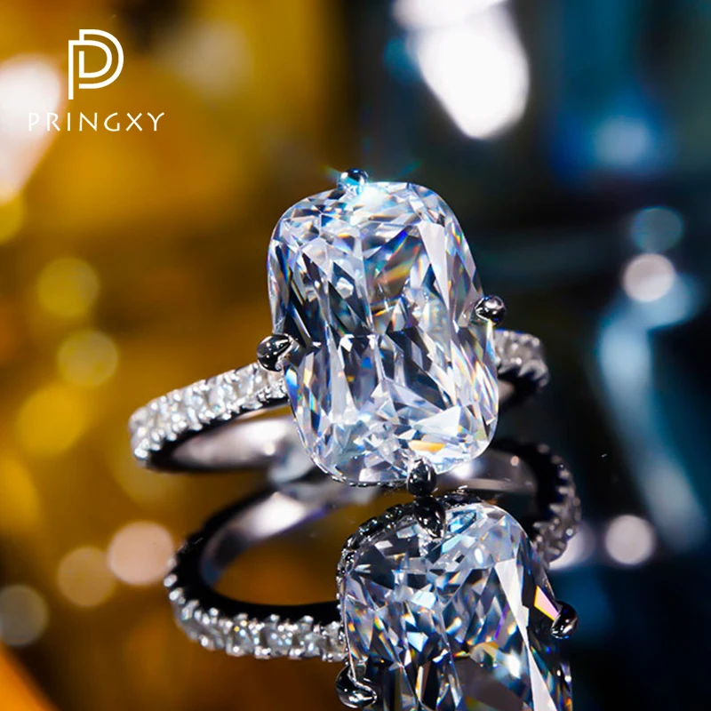 PRINGXY 6ct 100% 925 Sterling Silver Oval High Carbon Diamond Ring For Women Wedding Anniversary Dinner Fashion Fine Jewelry New