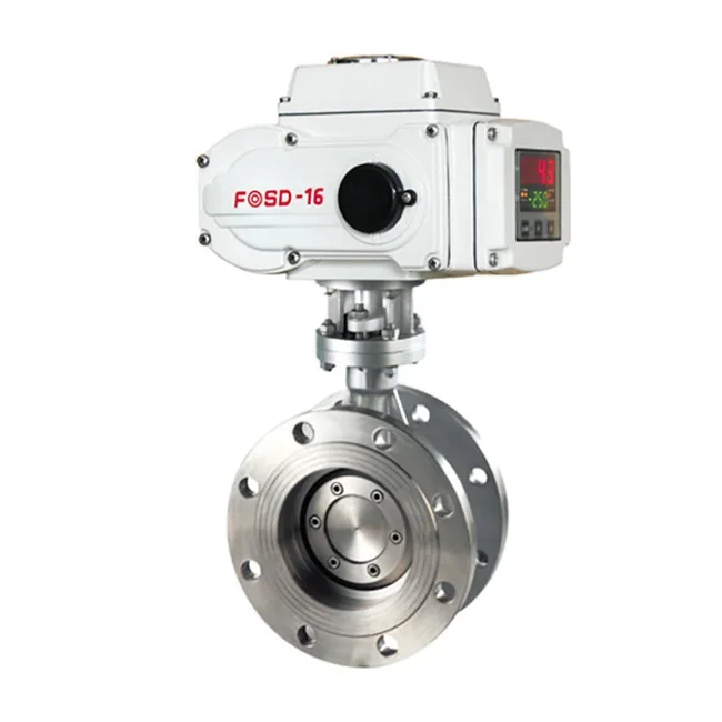 DN50-DN600 الحجم الاسمي صمام الفراشة المهنية المياه الكهربائية تشغيل شفة الصلب ختم صمام الفراشة