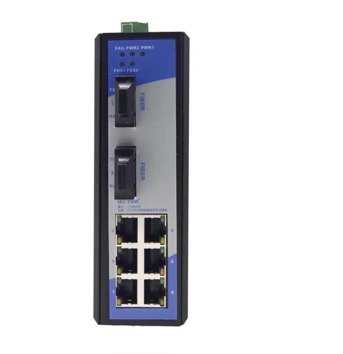 Yutai UT-62206SM 8-Port (2 SFP + 6 RJ45) 100M Industrial Switch Single Mode