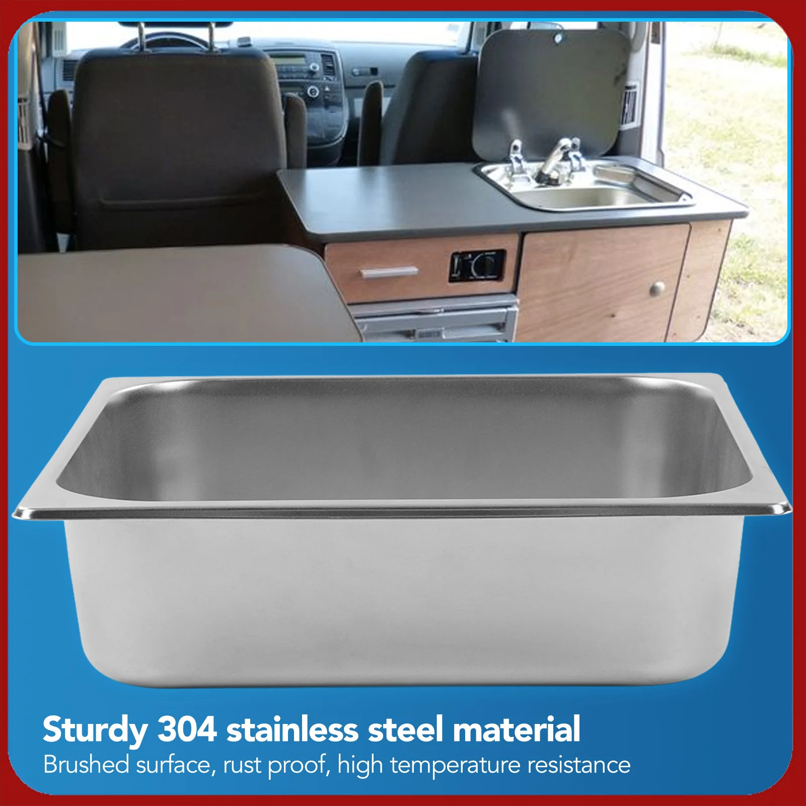 

Kitchen Sink Large Capacity Rust Proof Fast Discharge Kitchen Sink Smooth Appearance Brushed Recessed for RV Yacht Bathroom