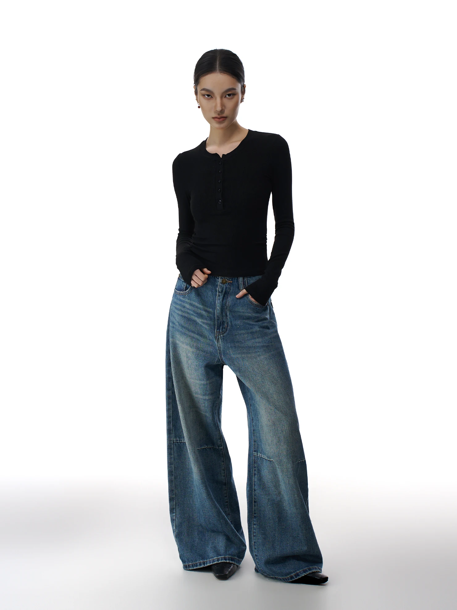 

Джинсы женские в американском стиле с высокой талией, новые весенние, свободные, прямые, широкие штанины, повседневные, длинные брюки