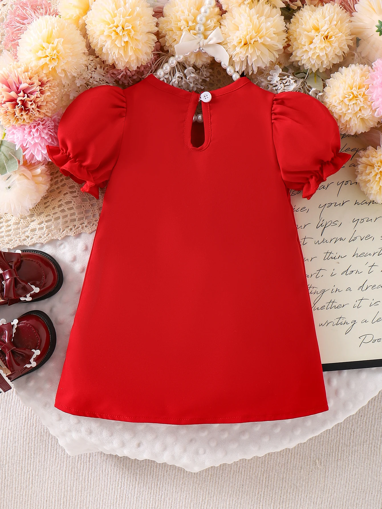 Cross-border summer new girl cute and comfortable 1-3 years old red bow dress