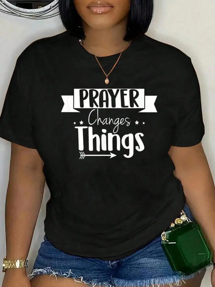 100_ Cotton Prayer Changes Things Scripture Christian Religious T-Shirt Men s Women s Soft Breathable Tee Classic Fashion Summer Tops Printing Sh