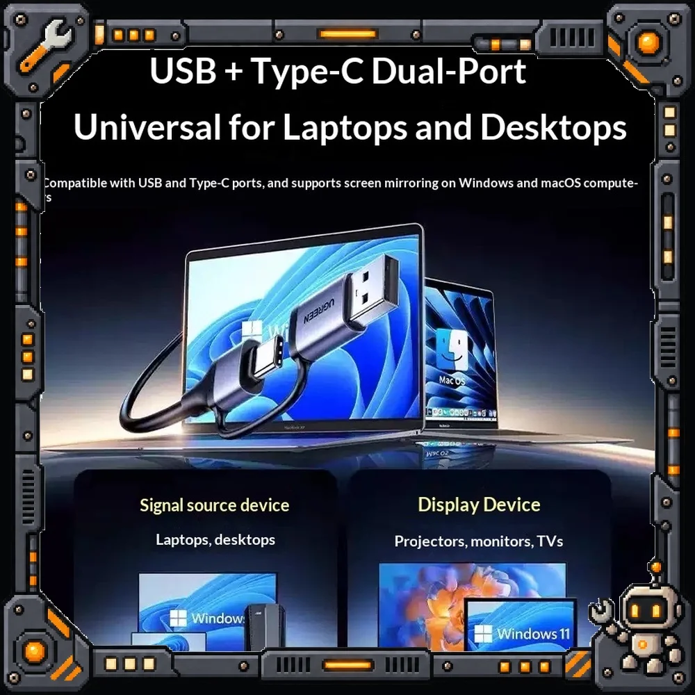 UGREEN CM711 Wireless Presentation System HDMI 1080P 50m Point to Point Screen Mirroring for Meeting