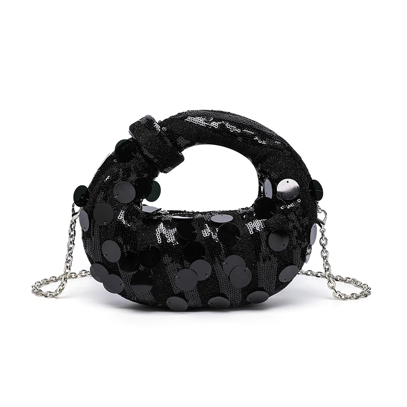 

2026 summer new donut sequin design knotted rhinestone women's full diamond bag handbag