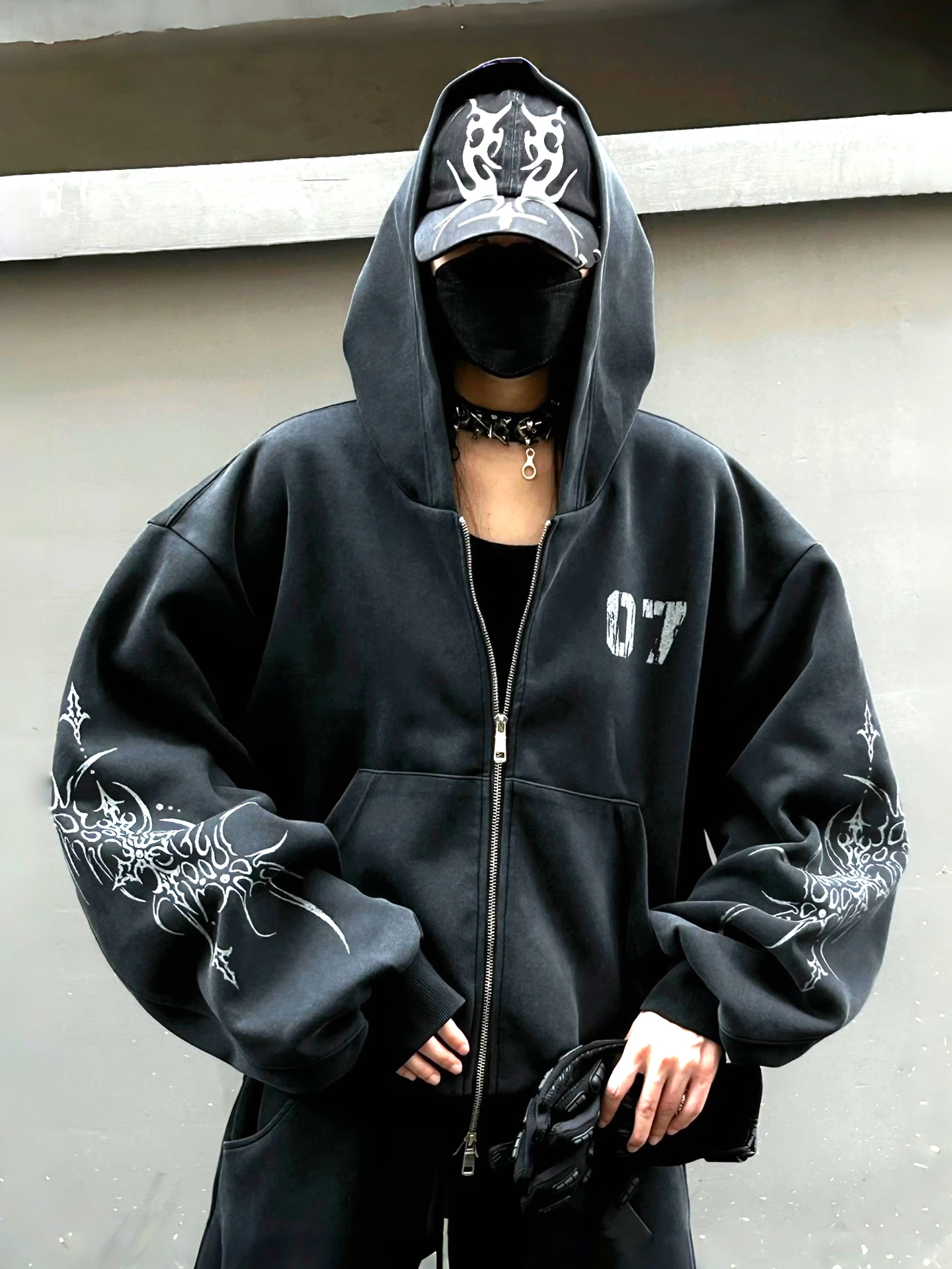 Conjunto de Moletom Unissex com Zíper, Estilo Americano Retrô, Lavado, Pesado, Casual, de Algodão, Manga Longa, para Homens e...