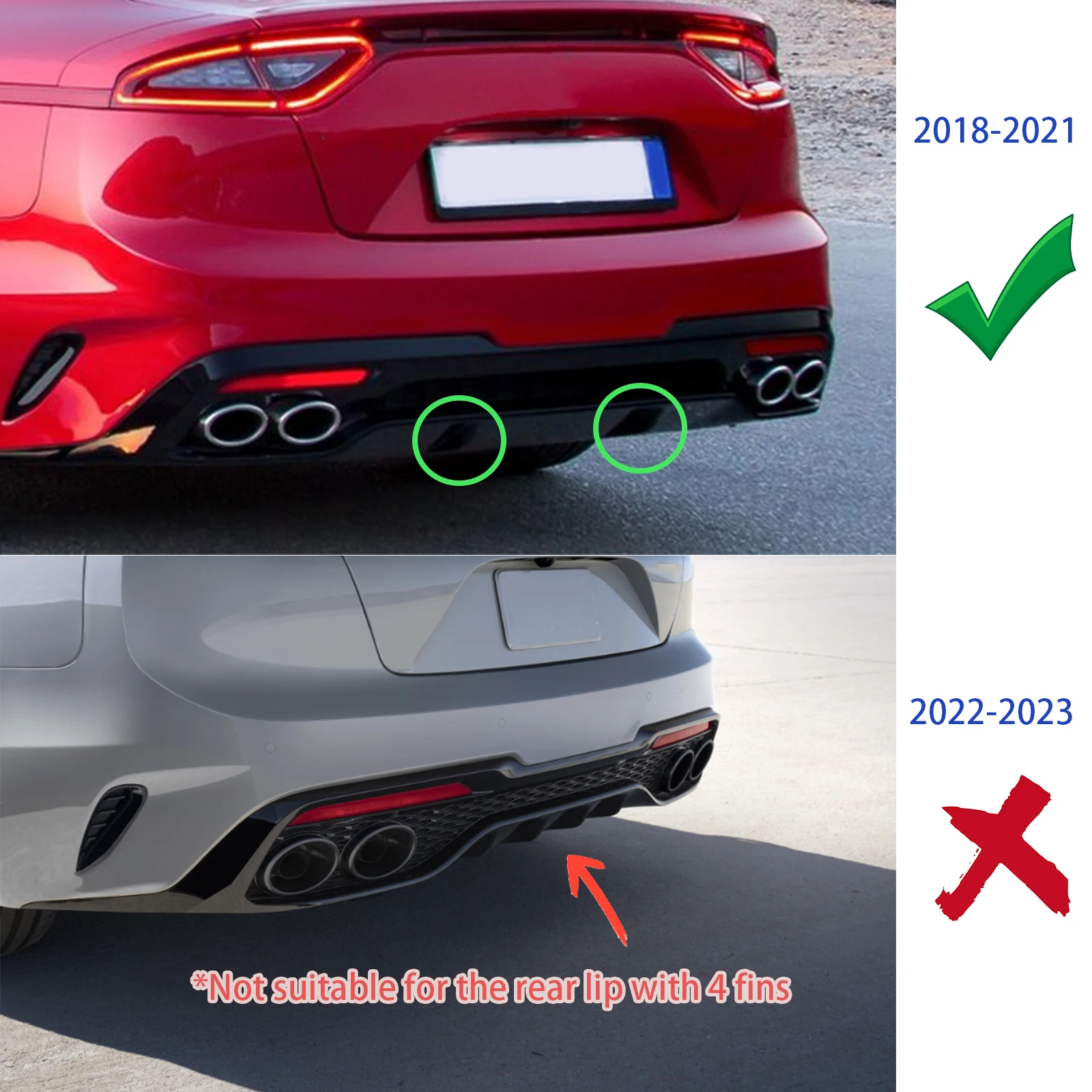 For KIA Stinger 2018-2021 Rear Bumper Diffuser Ad Style Glossy Black Carbon Fiber Painted Car Accessories Body Kit Diffuser view 2