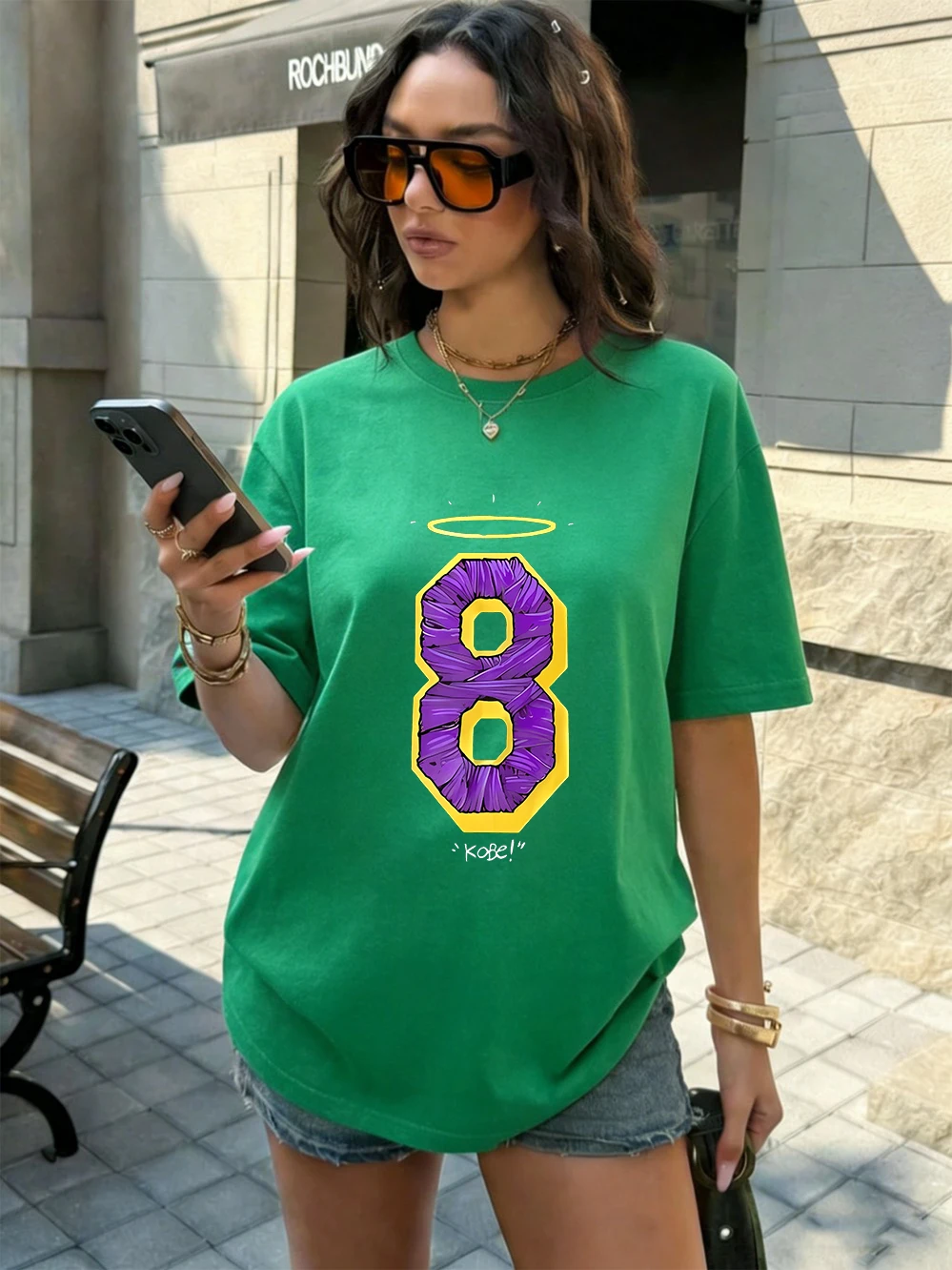 Kobe Numbers 8 T-Shirts mit Aufdruck, Baumwolle, für Damen, Sommer, übergroße Oberteile, weiche, bequeme Kurzarm-T-Shirts, einfache Kleidung mit O-Ausschnitt