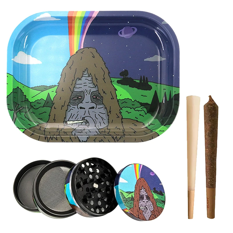 

Gorilla 50MM Metal Smoke Grinder Storage Case Tray Metal Rolling Tray 18x14cm Tin Plated Container Cigar Smoking Accessories