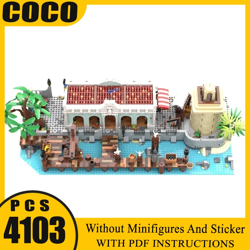 

Pirates Island Model Moc Building Block Port and Terminal Market Technical Bricks DIY Assembly Construction Toy For Holiday Gift