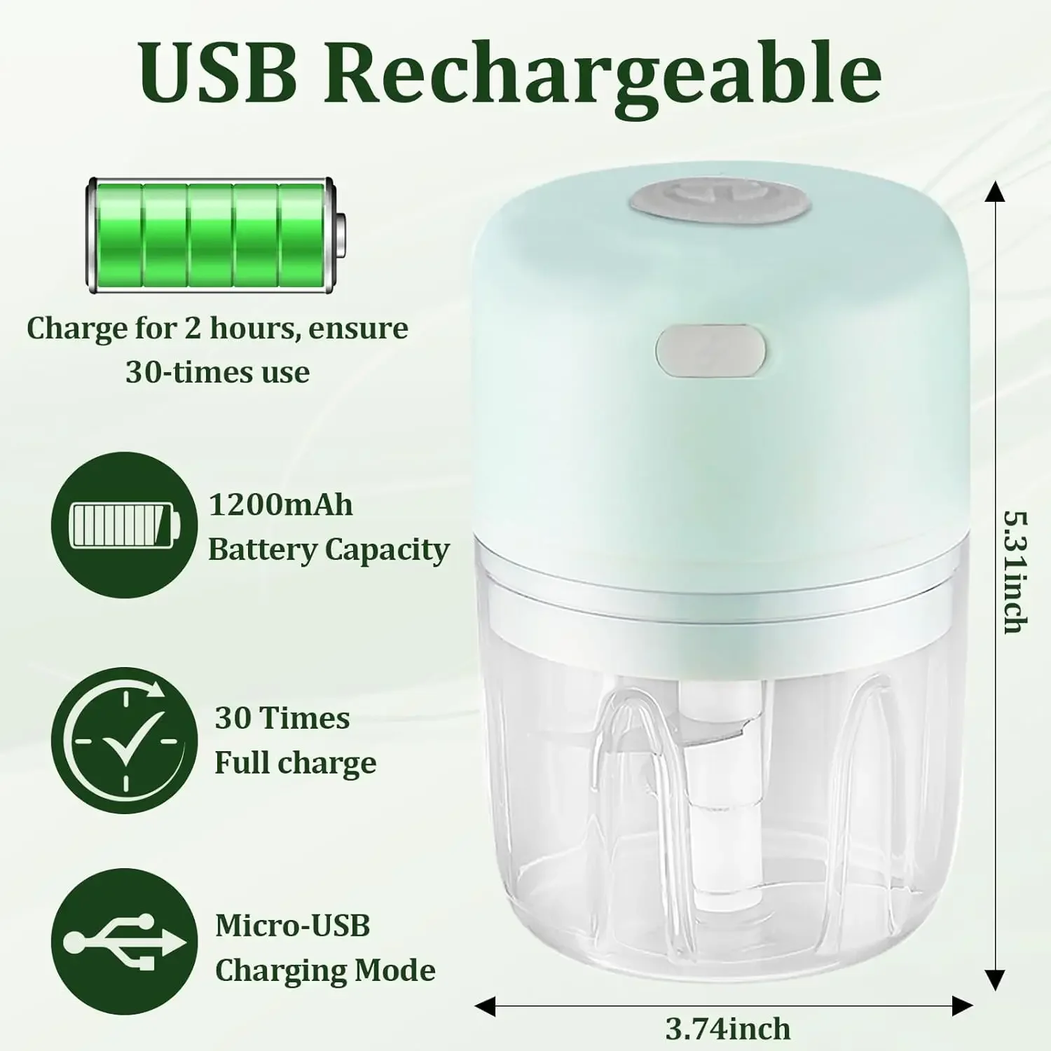 Trituradora de ajo eléctrica portátil de 250ml, cuchara y trituradora de cepillo, picadora de ajo, procesador de alimentos USB, utensilios de cocina