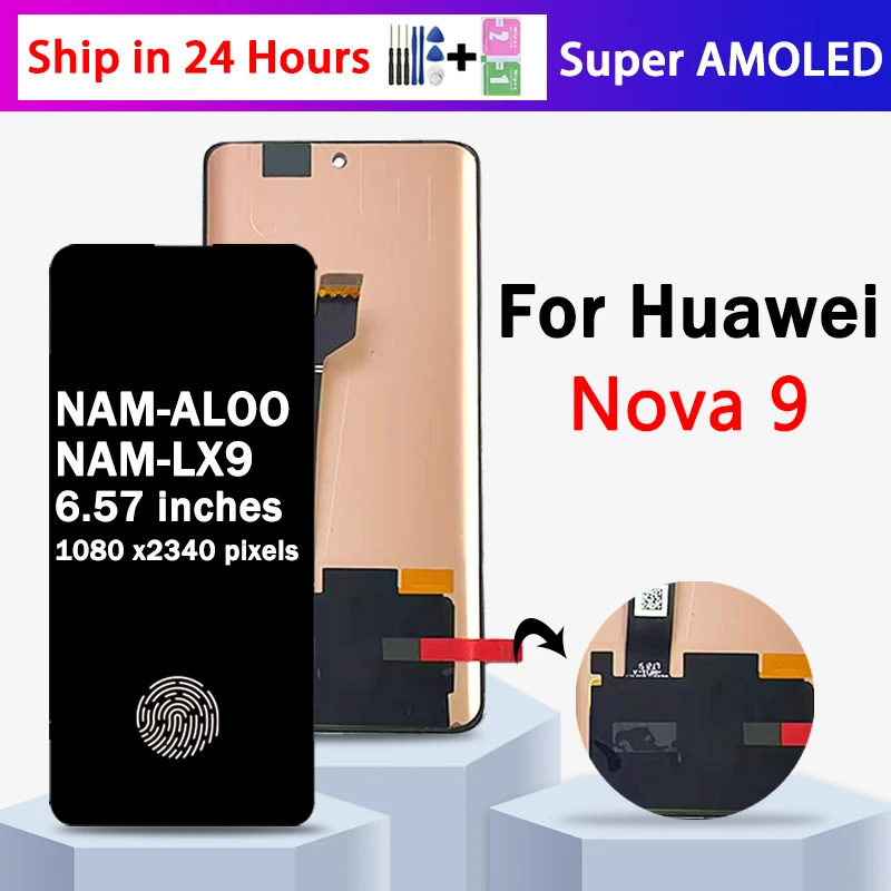 NAM-AL00, NAM-LX9 Premium Lcd For Huawei nova 9 nova9 Display Touch Screen Digitizer Panel Assembly Lcd Screen With Frame