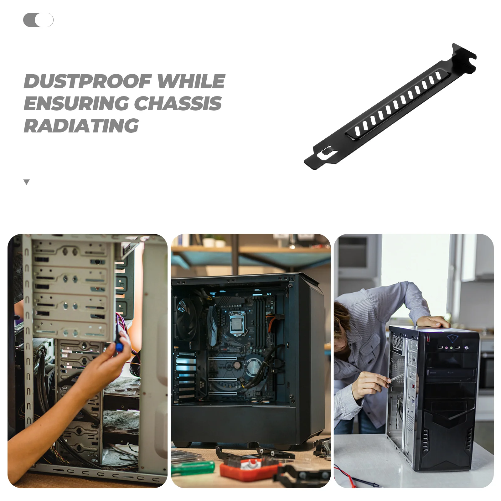 

20pcs Heat Dustproof PCI Slot Cover Vented Ventilation Deflector Metal Blanks Computer Case PCIe Bracket Black Electroplated
