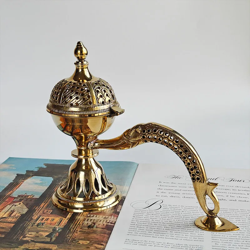 Indian handmade copper incense burner retro household handheld incense burner office yoga studio tea room multi-purpose