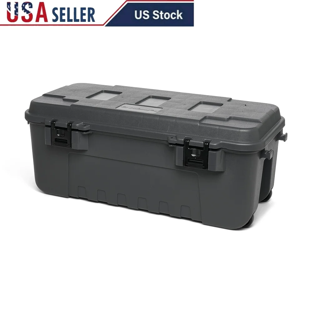 

Durable Lockable Weather-Resistant Storage Box Heavy-Duty Wheeled Trunk Outdoor Gear Organization Transport and Camping Use