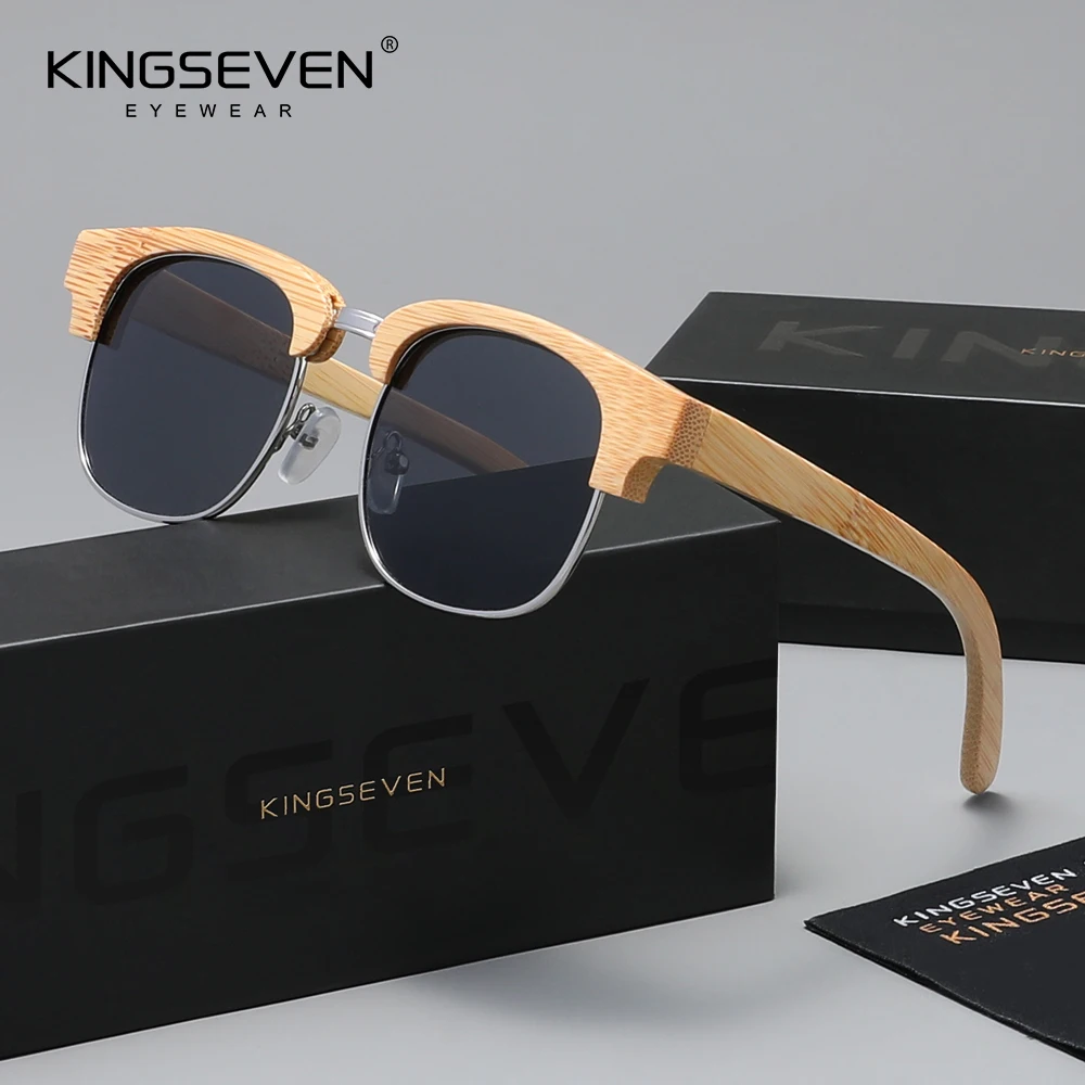 

KINGSEVEN Brand Vintage Polarized Sunglasses Men Women UV400 Protection Driving Outdoor Eyewear Classic Style Wooden Frame