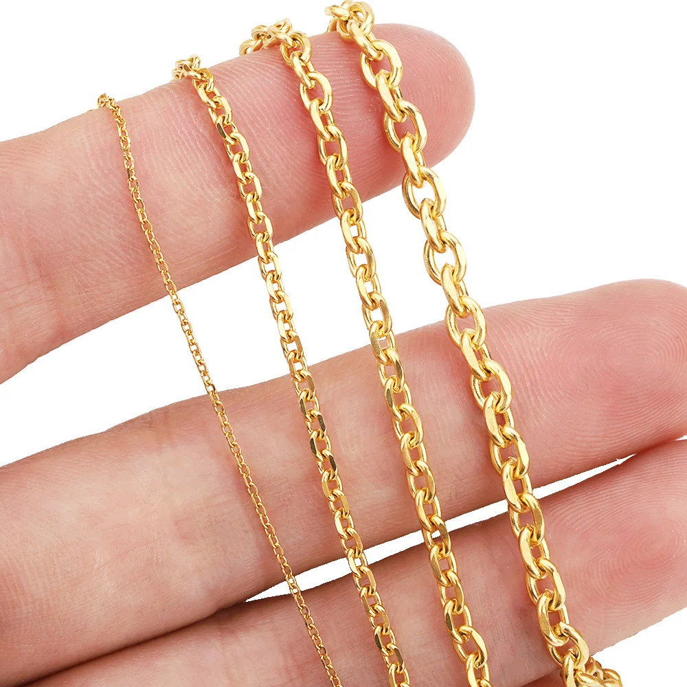 2M/Lot Breite 1,5mm-6mm Edelstahl Flache O-Kette für DIY Halskette, Choker, Armband, Fußkette, Metallschmuck-Zubehör – Detail 2
