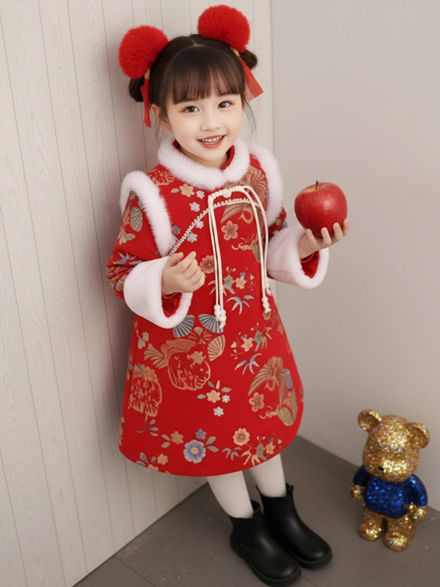 

Новый Новогодний Набор Детской Одежды 2026: Традиционный Костюм Тан для Девочек, Зимняя Праздничная Одежда для Празднований