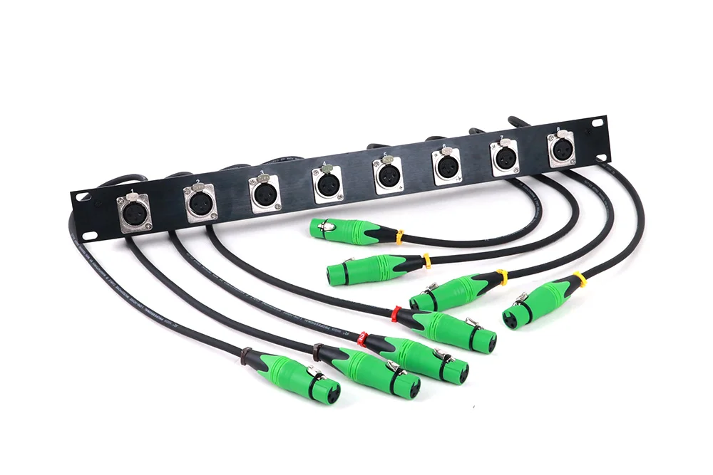 Guerguo 8 Port/Way/Hole Scharnier Patch Panel-1u 19 "Rack Mount D-Typ Stecker, 3-polige XLR Buchse zu XLR Buchse Stecker – Detail 10
