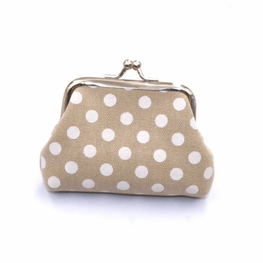 Kiss Lock Closure Polka Dot Coin Purse Square Shape Compact Kiss Lock Coin Purse Lightweight Multifunctional Travel Cosmetic Bag