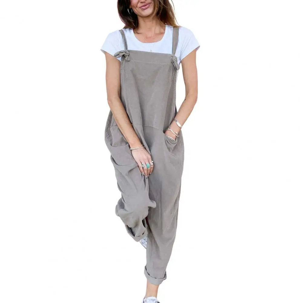 Trendy Lady Summer Jumpsuit Soft Summer Jumpsuit Solid Color Comfortable Women Jumpsuit  Match Shoes