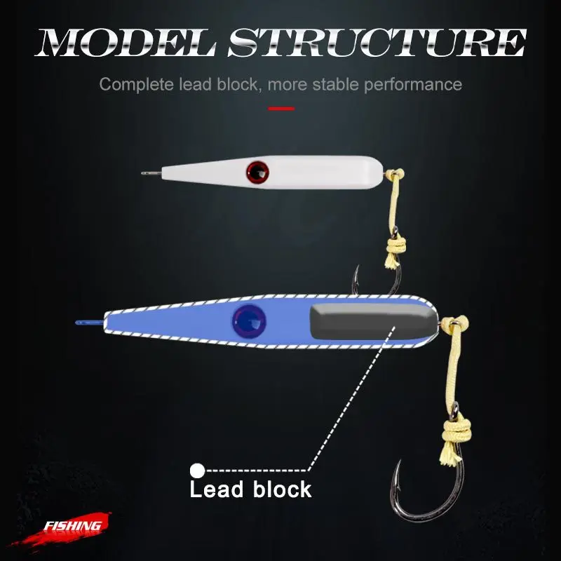 1PC Fishing Lures Fake Bait Sea Fishing Pencil Bait Sea Boat Fishing Submerged Pencil Far Throw Golden Gun GT Multiple Colors