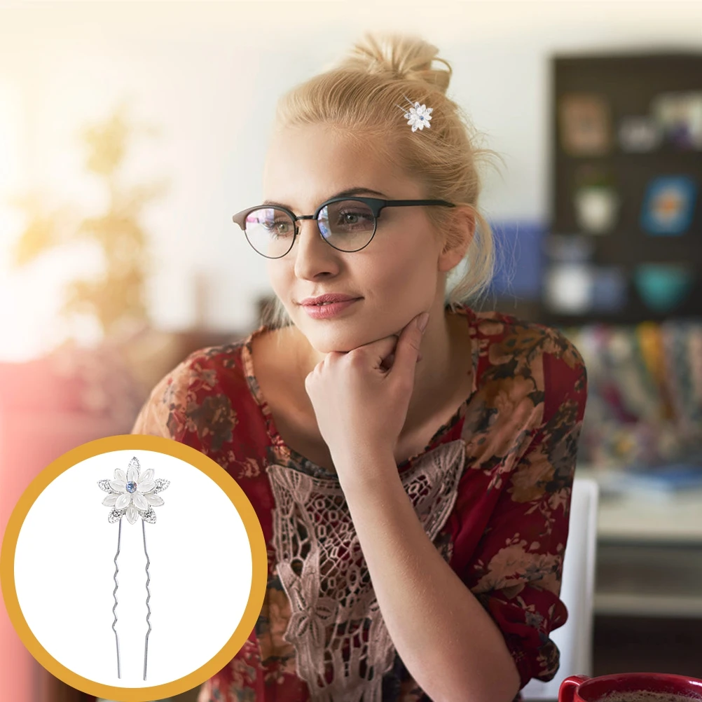 

6pcs Pearl Hairpins Crystal Clips U shaped Bridal Accessories Wedding Flower Hair Barrettes Women Styling Tools Durable Storage