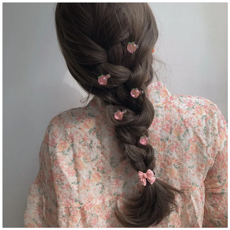 ที่คาดผมรูปการ์ตูนลูกพีชกิ๊บหนีบผมสำหรับเด็กผู้หญิงโบว์น่ารักใหม่5ชิ้นเครื่องประดับผม