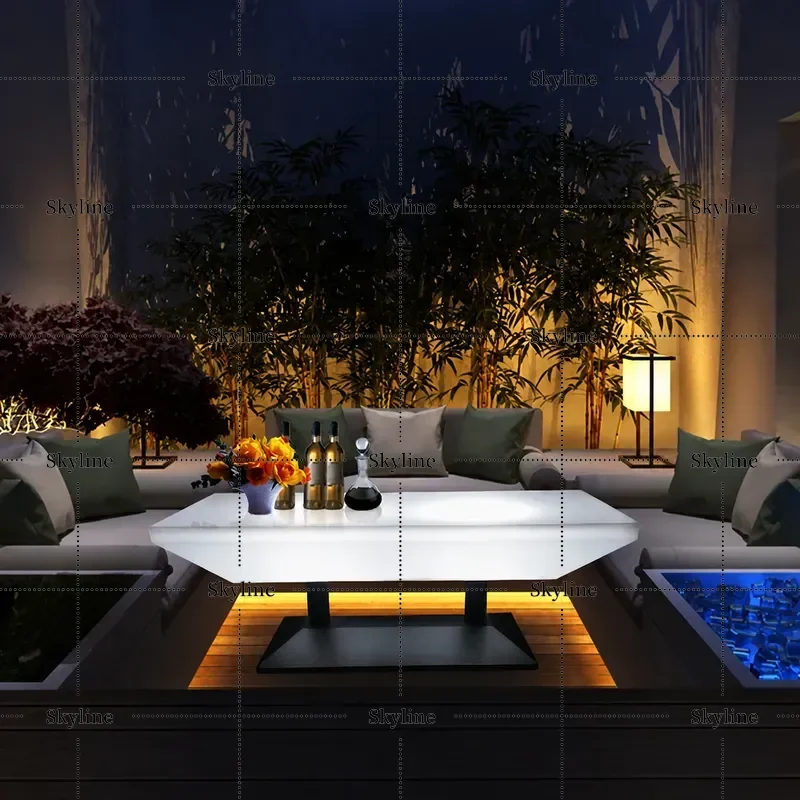 for Modern Outdoor LED Luminous High Table and Chair Set Leisure Coffee Wine Bar Bartending Table