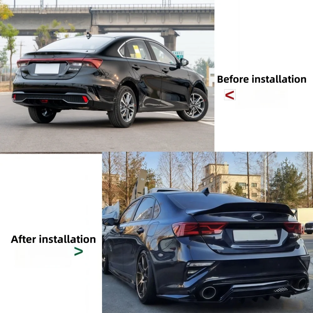 سبويلر صندوق السيارة لكيا K3 سيراتو فورتي سبورت GT 2019-2024 من ألياف الكربون FRP جناح خلفي من النوع R ملحقات سبويلر