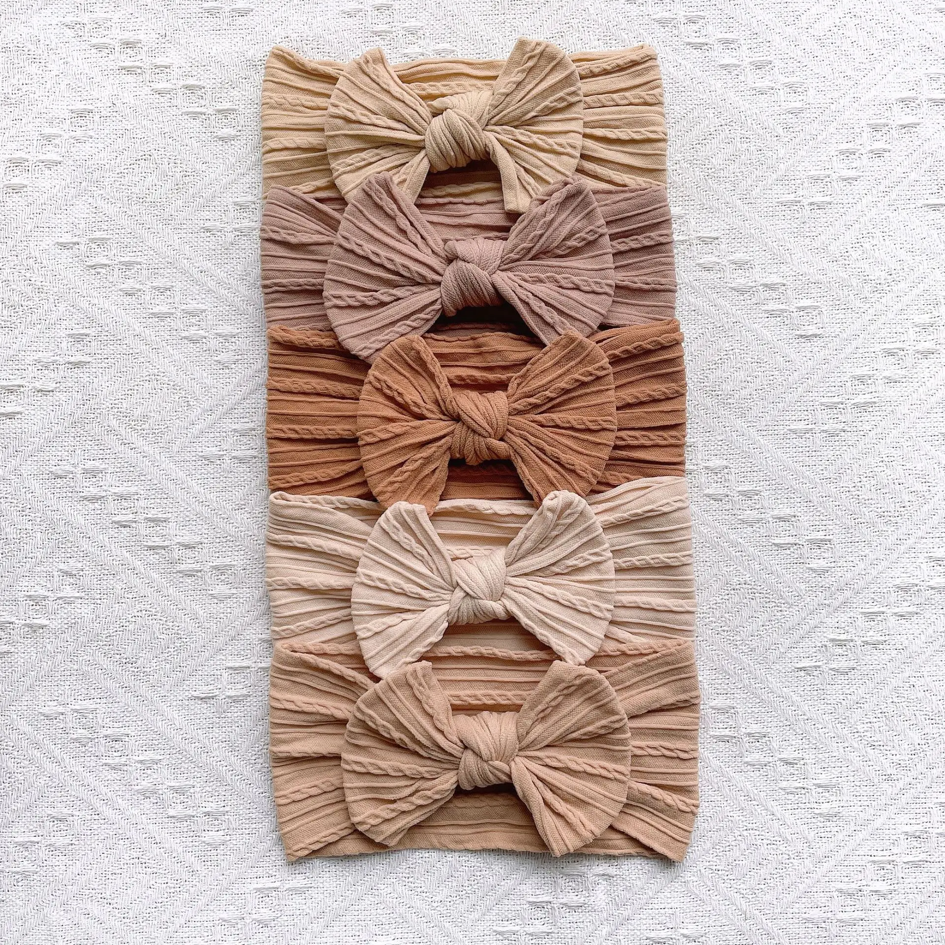 5Pcs/Set Baby Cute Headband Soft Elastic Bowknit Newborn Toddler Priccess Girls Hair Band Bows Accessories For 0-2Years