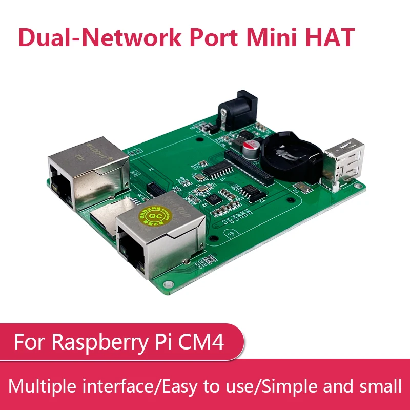 

Dual Network Port Mini HAT for Raspberry Pi CM4 Multiple Interface Expansion Board