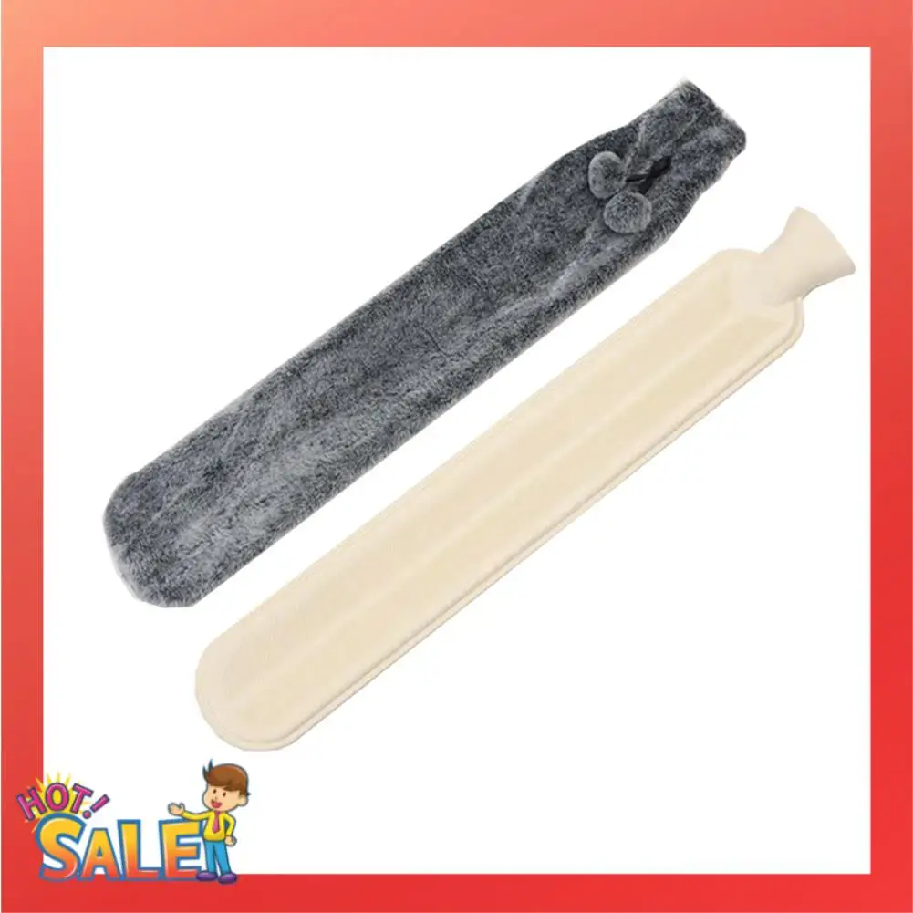

ABCL Long Fully Body Hot Water Bottle With Cover, Hot Water Bag For Pain Relief, Faux Fur Warm Water Bottle Black 72 X 12Cm