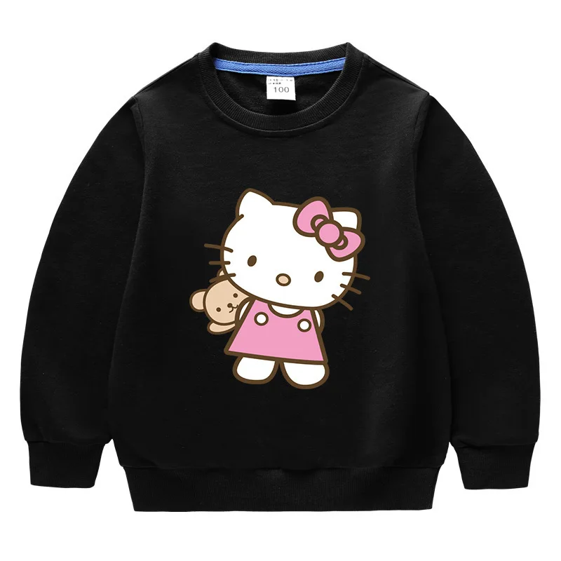 

Hello Kitty fashion cartoon girls sweater spring and autumn round neck children long sleeved top bottomed keep warm clothes