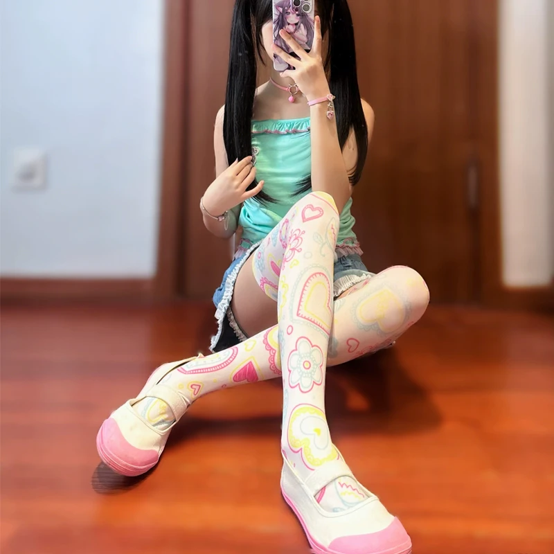 Medias japonesas Y2k Lolita para mujer, medias bonitas a media pantorrilla, calcetines por encima de la rodilla, Cosplay de Anime para niña, calcetines Kawaii de terciopelo dulce