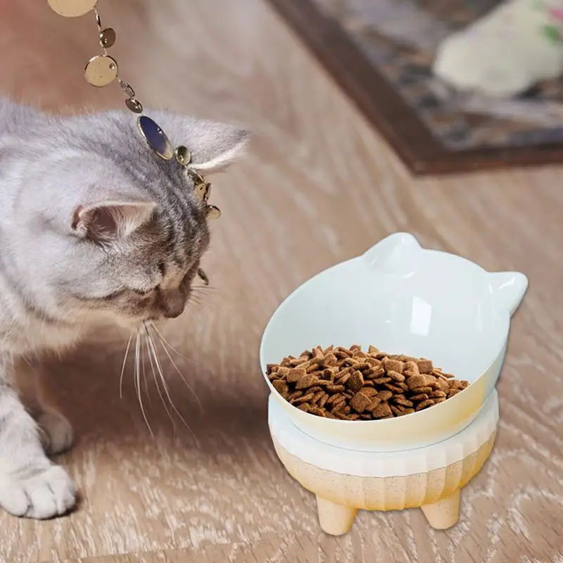 Raised Pet Cat Bowls Tilted Pet Food Bowls Raised Cat Bowl Spill-Proof Pet Food Dispenser Anti Vomit Cat Bowls