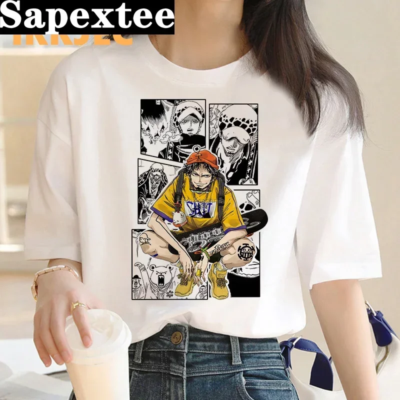 trafalgar law tshirt t-shirt female y2k clothes japanese couple clothes white vintage t shirt t-shirt white t shirt