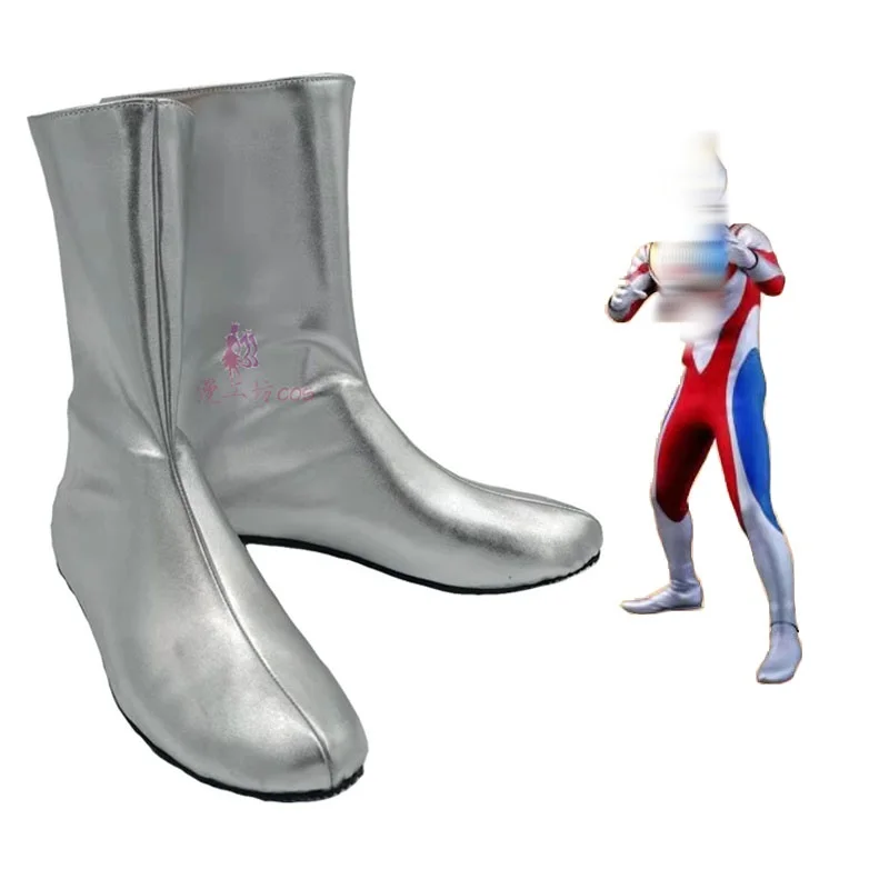 Botas de Cosplay de Superman Jack Tiga, color plateado, para disfraces de Halloween, accesorios de cosplay.