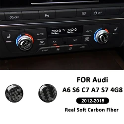 Carbon Fiber Auto Air Conditioning Control Button Spots Sticker For Audi A6 C7 Accessories S6 A7 S7 4G8 2012-2018 Interior Parts