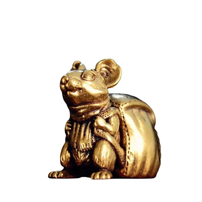 Kupfer-Rattenfigur, Messing-Rucksack-Maus, Feng-Shui-Schreibtisch-Ornamente, Glücksbringer für Wohlstand, Heimdekoration – Detail 6