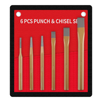 6pcs Punch Chisel Set Flat Center Punch Chisels With Storage Box For Stone Processing Wood Carving Brickwork Metal Concrete