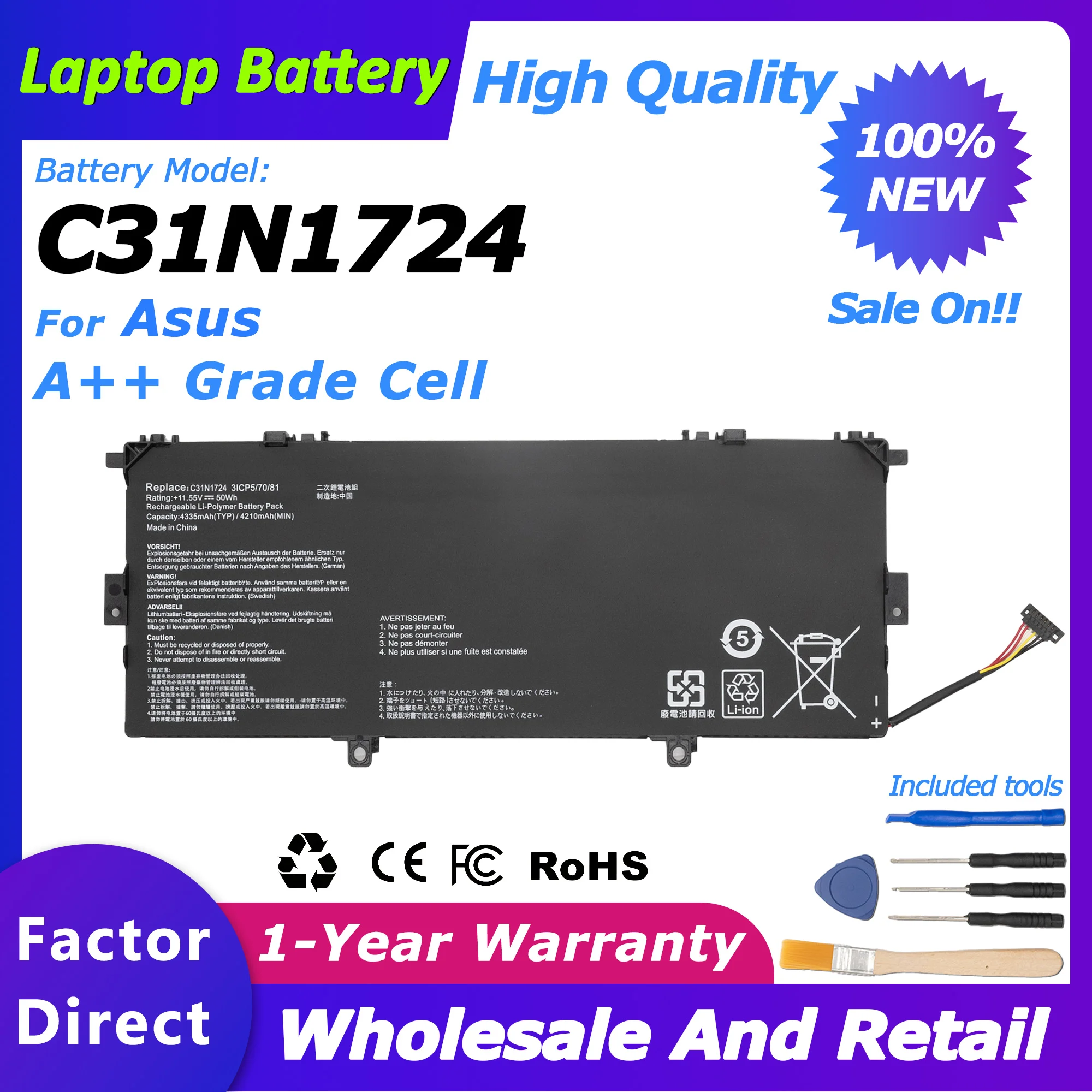 

C31N1724 Laptop Battery For ASUS ZenBook 13 UX331UAL X331FAL-EG017R EG028T Series 0B200-02760400 4335mah