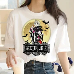 Kobiety Fun Cartoon Beet Juice Bawełniana koszulka Estetyczny klasyczny wzór T-shirt damski Horror Movie Pattern Retro T-shirt Top