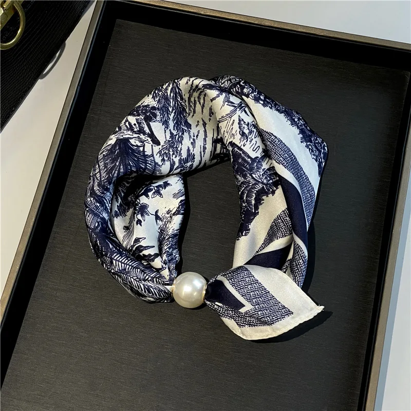 Parelketting Magnetische gesp Luie zijden sjaal Dameshanger Sjaal Sleutelbeenketting Zijden sjaal
