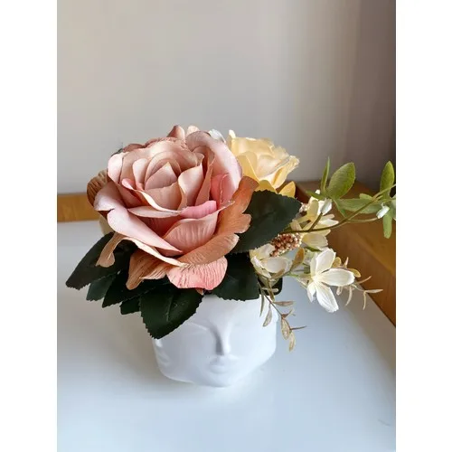 Besa Flowers Valentine's day Face In Pots Artificial Rose Arrangement